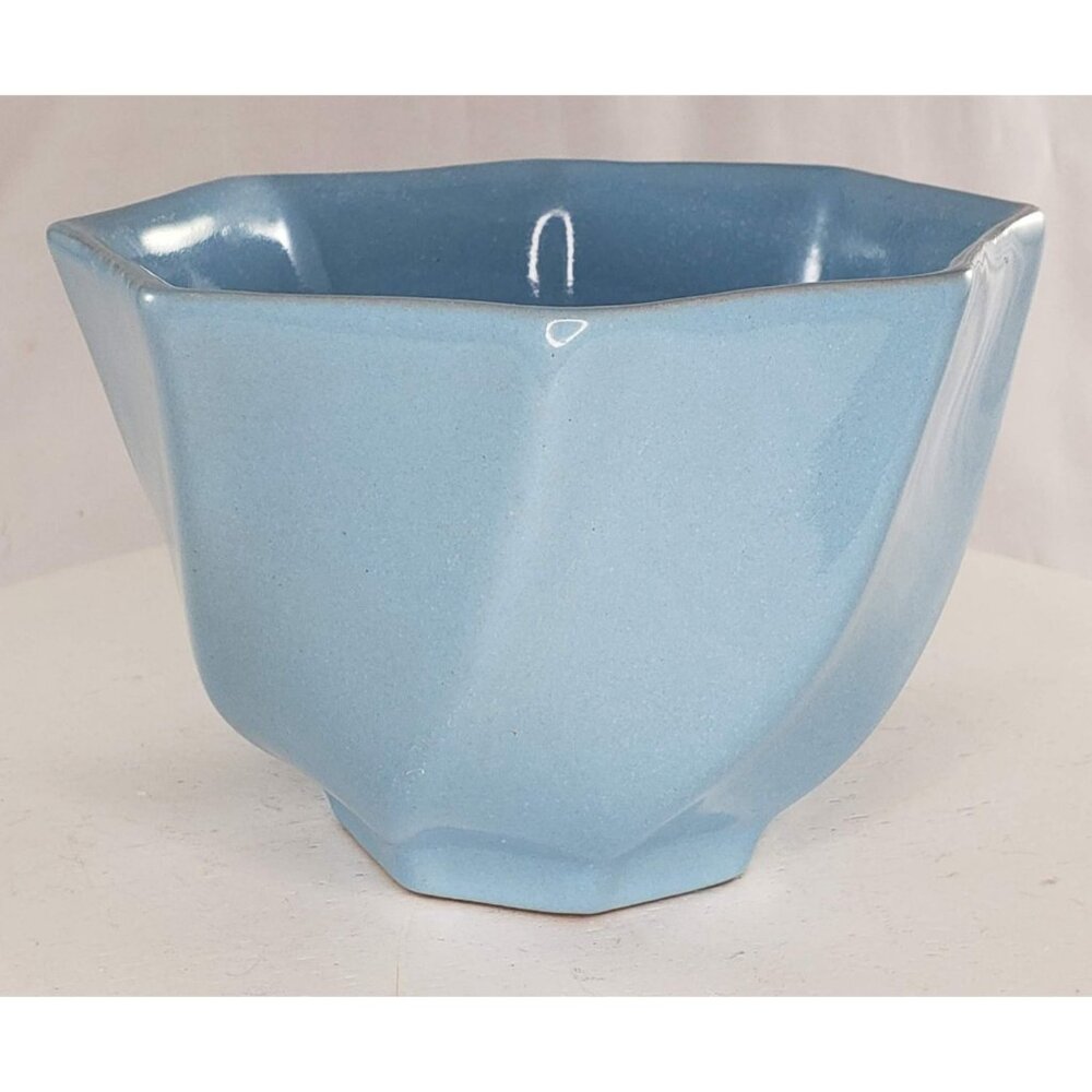 Frankoma Pottery Octagonal Bowl Planter Robin Egg Blue FP 178 HTF